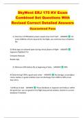 SkyWest ERJ 175 KV Exam  Combined Set Questions With  Revised Correct Detailed Answers  Guaranteed Pass 