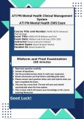 ATI PN Mental Health Clinical Management System 2024 - 2025 ATI PN Mental Health Proctored 2023 Exam Questions and Answers | 100% Pass | Graded A+ |