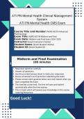 ATI PN Mental Health Clinical Management System 2024 - 2025 ATI PN Mental Health CMS Exam Review Questions with Verified Solutions | 100% Pass | Graded A+ |