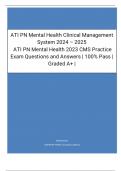 ATI PN Mental Health Clinical Management System 2024 – 2025  ATI PN Mental Health 2023 CMS Practice Exam Questions and Answers | 100% Pass | Graded A+ |