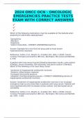 2024 ONCC OCN - ONCOLOGIC EMERGENCIES PRACTICE TESTS EXAM WITH CORRECT ANSWERS