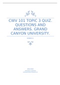 CWV 101 TOPIC 3 QUIZ. QUESTIONS AND ANSWERS. GRAND CANYON UNIVERSITY.