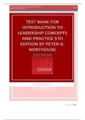 TEST BANK FOR Introduction to Leadership Concepts and Practice 5th Edition by Peter G. Northouse Chapter 1-14 A+  Latest Updated 2024 review