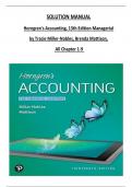 SOLUTION MANUAL Horngren's Accounting, 13th Edition Managerial  by Tracie Miller-Nobles, Brenda Mattison, All Chapter 1-9 covered 