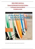 SOLUTION MANUAL  Financial And Managerial Accounting 4th Edition   by Weygandt, Kimmel and Mitchel all chapters covered ISBN: 9781119752622