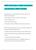 NURS 299 Exam 2 UNLV Questions and Answers 100% Verified