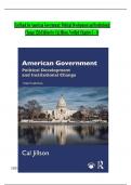 American Government: Political Development and Institutional Change 12th Edition TEST BANK by Cal Jillson, Verified Chapters 1 - 16, Complete