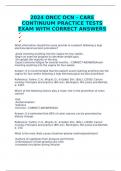 2024 ONCC OCN - CARE CONTINUUM PRACTICE TESTS EXAM WITH CORRECT ANSWERS