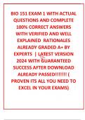 BIO 151 EXAM 1 WITH ACTUAL  QUESTIONS AND COMPLETE 100% CORRECT ANSWERS WITH VERIFIED AND WELL EXPLAINED  RATIONALES   ALREADY GRADED A+ BY EXPERTS  | LATEST VERSION 2024 WITH GUARANTEED SUCCESS AFTER DOWNLOAD  ALREADY PASSED!!!!!!! ( PROVEN ITS ALL YOU N