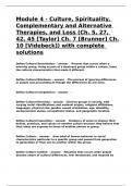 Module 4 - Culture, Spirituality, Complementary and Alternative Therapies, and Loss (Ch. 5, 27, 42, 45 -Taylor-