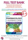 Test Bank For Lehne's Pharmacology for Nursing Care 10th Edition by Jacqueline Burchum; Laura Rosenthal 9780323512275 Chapter 1-110 Complete Guide A+