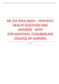 NR 509 EXAM – WOMEN’S HEALTH QUESTION AND ANSWERS   WITH EXPLANATIONS. CHAMBERLAIN COLLEGE OF NURSING