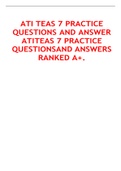 ATI TEAS 7 EXAM WITH 170 CORRECT QUESTIONS AND ANSWERS COMPLETE GUIDE A+ CHAMBERLAIN COLLEGE