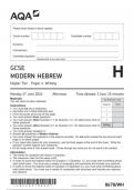 AQA GCSE MODERN HEBREW Higher Tier Paper 4 Writing question paper 2024 june 8678/WH