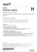 AQA GCSE MODERN HEBREW Higher Tier Paper 2 Speaking question paper 2024 june 8678/SH/PC