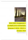 MAC2601 Assignment 5 (COMPLETE ANSWERS) Semester 2 2024 - DUE 11 October 2024