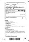 AQA Pearson Edexcel Level 1/Level 2 GCSE (9–1)1sco/2pf   Combined Science PAPER 6  question paper 2024 june 