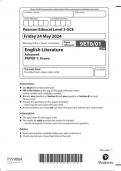  Pearson Edexcel Level 3 GCE 9ET0/01 English Literature  Advanced  PAPER 1 Drama June 2024