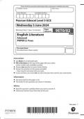 Pearson Edexcel Level 3 GCE In English Literature (9ET0) Paper 2 Prose Question paper and mark scheme June 2024