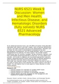 NURS 6521 Week 9 Discussion: Women and Men Health, Infectious Disease, and Hematologic Disorders (fully solved)/ NURS 6521 Advanced Pharmacology