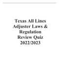  Texas All Lines Adjuster Laws & Regulation Review Quiz 2022/2023