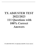 TX ADJUSTER TEST 2022-2023 111 Questions with 100% Correct Answers.