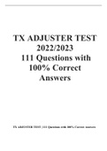 TX ADJUSTER TEST 2022-2023 111 Questions with 100% Correct Answers