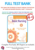 Test Bank For Textbook of Basic Nursing 11th Edition by Caroline Bunker Rosdahl; Mary T. Kowalski 9781469894201 Chapter 1-103 Complete Guide .