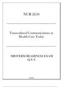 NUR 2650 Midterm Readiness Exam Q & S (UF) - Transcultural Communications in HC Today