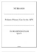 NURS 6830 FA Readiness Exam Q & S (WGU) - (Pediatric Primary Care for the APN