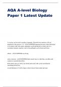 AQA A-level Biology Paper 1 Latest Update