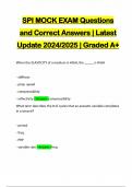 SPI MOCK EXAM Questions and Correct Answers | Latest Update 2024/2025 | Graded A+