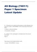 AS Biology (7401/1) Paper 1 Specimen Latest Update