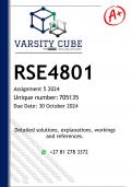 RSE4801 Assignment 5 (DETAILED ANSWERS) 2024 - DISTINCTION GUARANTEED