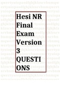 Hesi NR Final  Exam Version 3 QUESTIONS AND ANSWERS VERIFIED BY EXPERT ANSWERS|DOWNLOAD TO SCORE A