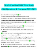  NC DMV Test Study.docx  A 100 Questions with 100% Correct Answers UPDATED 2022