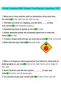 NC DMV Permit Test Practice.docx  A 100 Questions with 100% Correct Answers UPDATED 2022