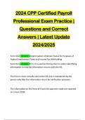 2024 CPP Certified Payroll Professional Exam Practice | Questions and Correct Answers | Latest Update 2024/2025