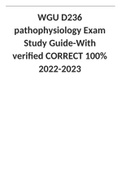 WGU D236 pathophysiology Exam Study Guide-With verified CORRECT 100% 2022/2023.