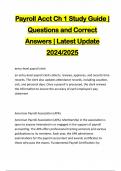 Payroll Acct Ch 1 Study Guide | Questions and Correct Answers | Latest Update 2024/2025