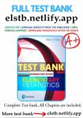 Test Bank for Elementary Statistics 13th Edition Triola