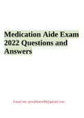 Medication Aide Exam 2023 Questions and Answers