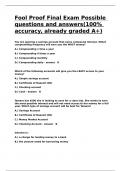 Fool Proof Final Exam Possible questions and answers(100- accuracy, already graded A+)