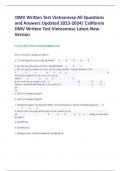 DMV Written Test Vietnamese All Questions and Answers Updated 2023-2024California DMV Written Test Vietnamese Latest New Version