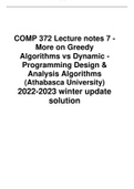 COMP 372 Lecture notes 7 - More on Greedy Algorithms vs Dynamic  Programming Design & Analysis Algorithms (Athabasca University) 2022-2023 winter update solution