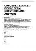 COSC 153 - EXAM 2 – FICKLE EXAM QUESTIONS AND ANSWERS.