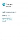 Pearson Edexcel GCE  In Geography (9GE0)  Paper 2   mark scheme  June 2024