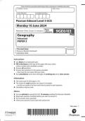 Pearson Edexcel Level 3 GCE 9GE0/03 Geography  Advanced  PAPER 3 June 2024