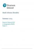 Pearson Edexcel GCE  In Geography (9GE0)  Paper 3  mark scheme  June 2024