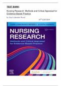 TEST BANK: Nursing Research: Methods and Critical Appraisal for Evidence-Based Practice  by Geri Lobiondo Wood 10TH EDITION||NEWST EDITION